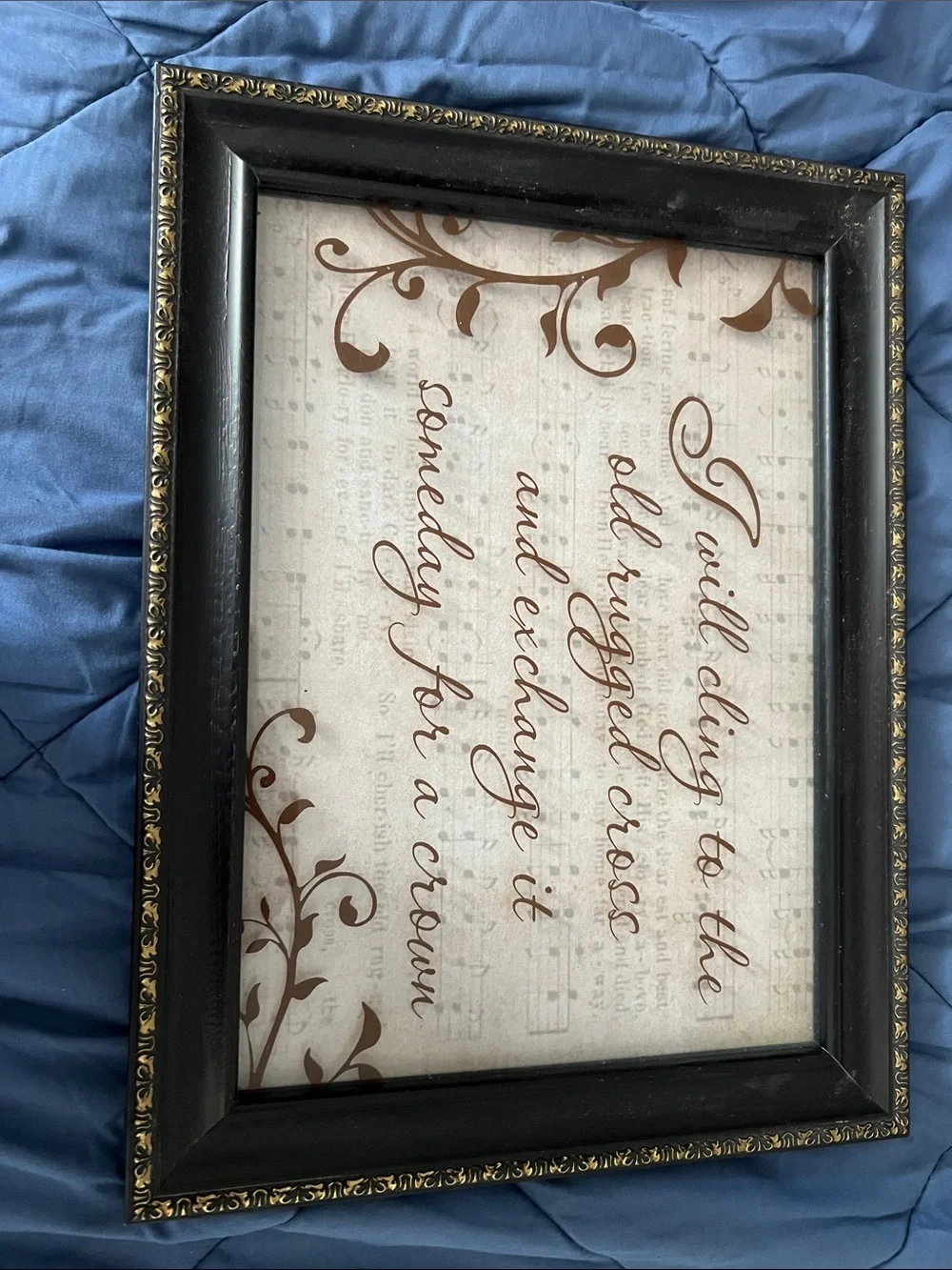 Framed Inspirational Wall Art - Black Frame with Brown Script